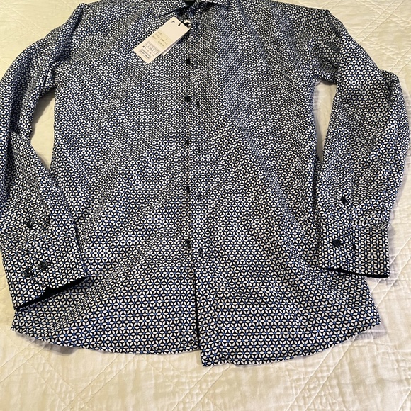 Blue Stone Collection Button Front Shirt Blue Floral Modern Fit NWT MSRP $149 SM - Picture 9 of 12
